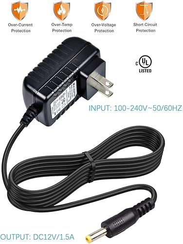 Miniatura 2 de Cargador de pared para reproductor de DVD portátil, cable de alimentación, adaptador de red AC-DC compatible con UEMEHDJUNTUNKORDBPOWER DVD portátil