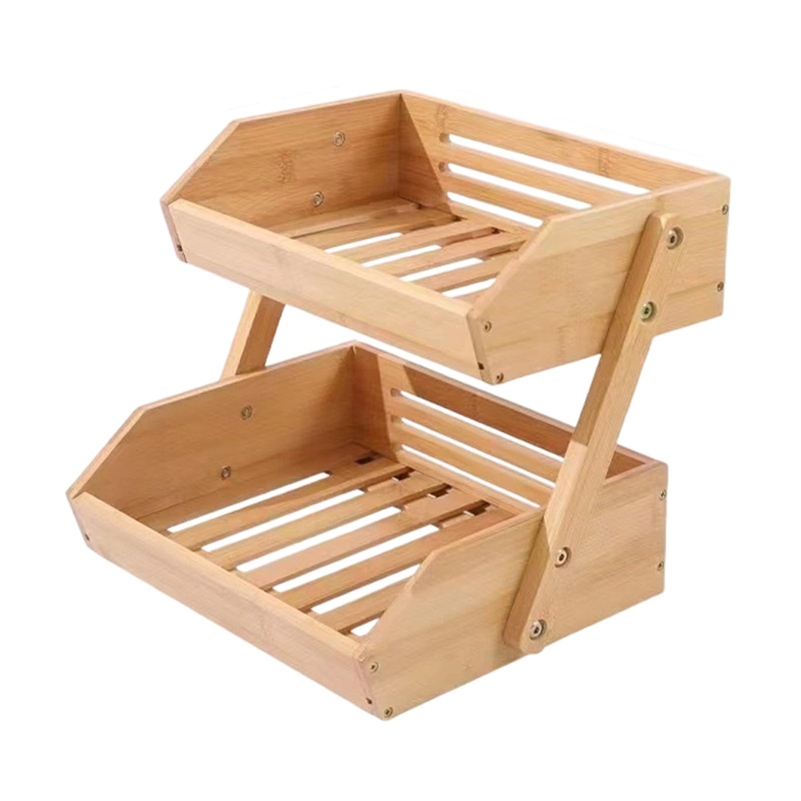 Kalttoy Natural Wood Drying Rack Space Saving Kitchen Shelf for Fruits Vegetables and Utensils Wood Kitchen Produce Drainer