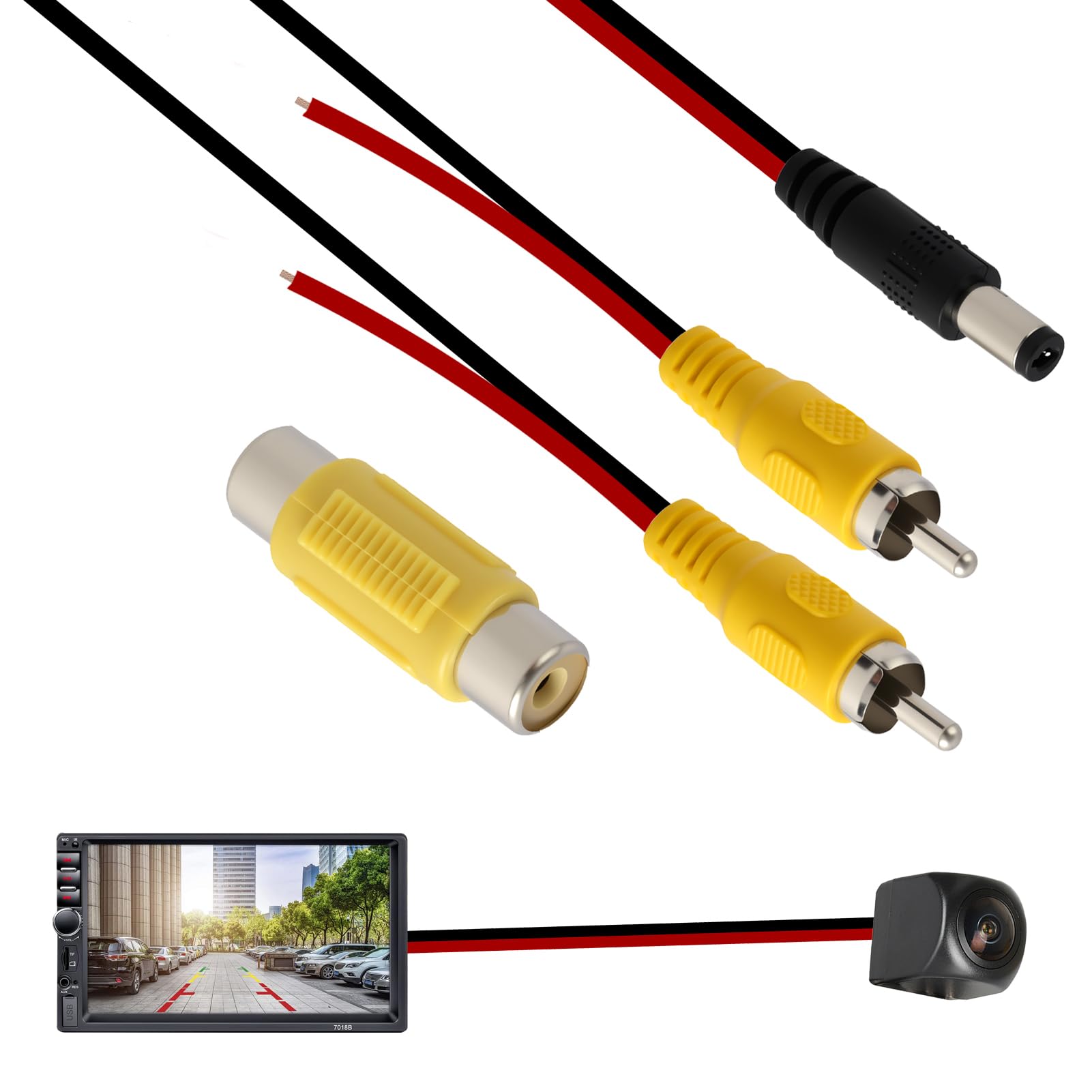 10M Câble d’Extension de Caméra de Recul de, Câble Vidéo RCA Double Blindage Amélioré avec Prise RCA Jaune vers Prise Femelle,Cable Camera de Recul, pour Connexion Moniteur et Caméra Arrière