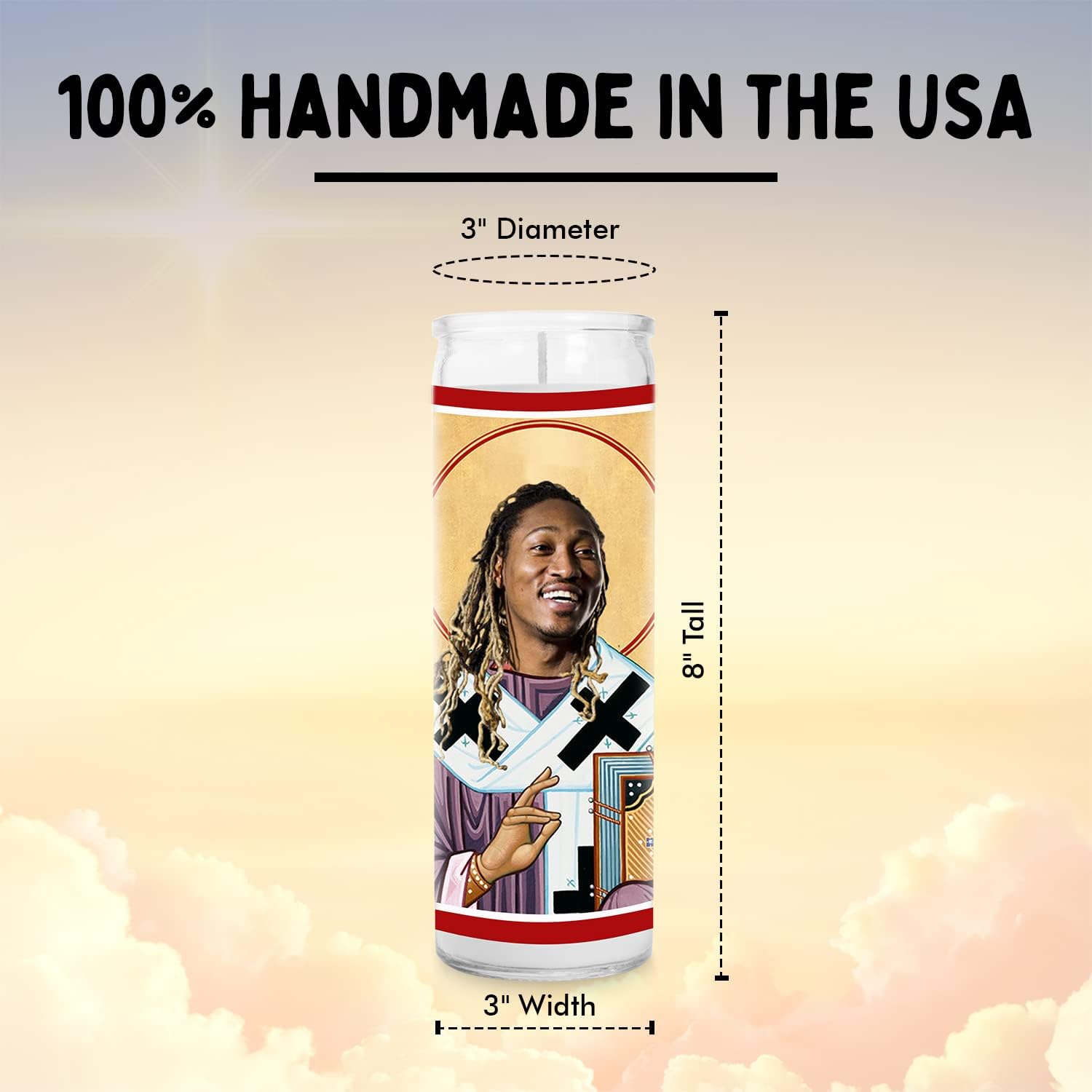 Rapper Celebrity Glass Jar Candle – Unscented Handmade Soy Wax Votive Candle – Unique Gift for Hip Hop Lovers – Home Decor Collectible for Living Room & Office – 8 Inch