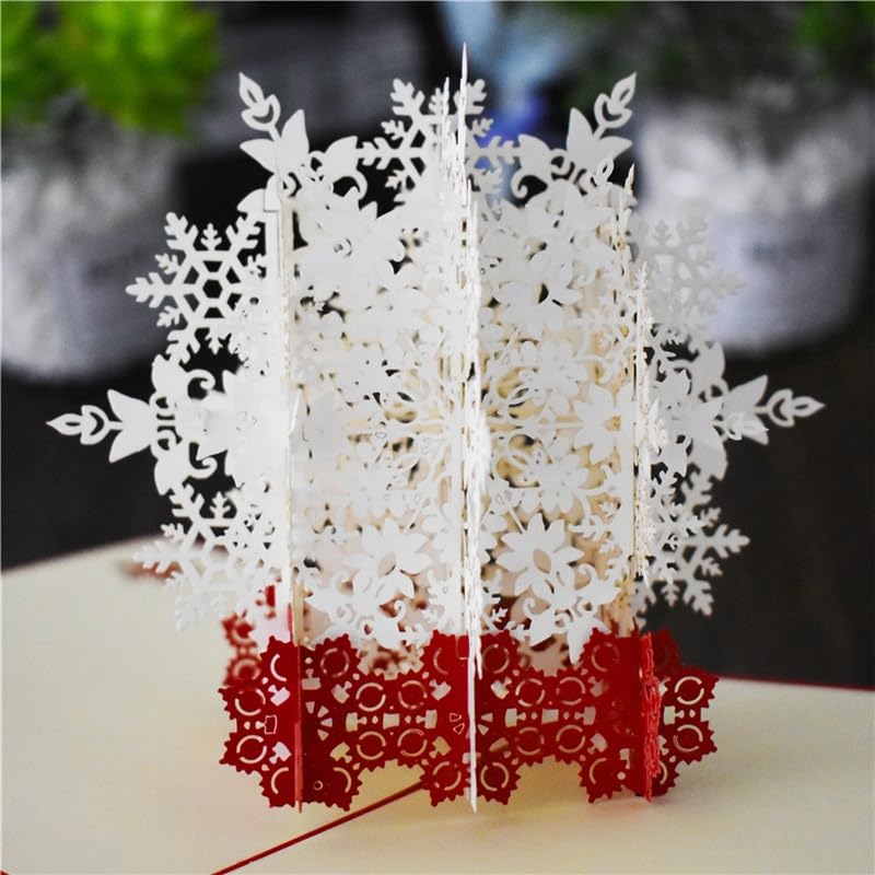 Glückwunschkarte 3D Schneeflocke Popupkarten Weihnachten Geschenke Frohe Weihnachten Neujahrsfeiertag Grußkarten Handmade (10 Packung)