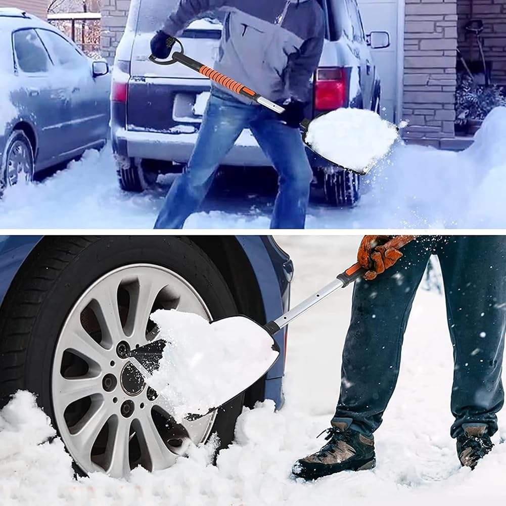 Kit di Pala e Multi-Funzione per Neve, Inclusa Retrattile, Raschietto per Ghiaccio, Raschietto Staccabile.