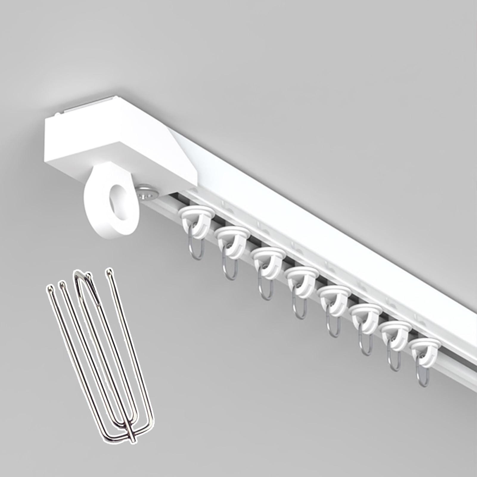 Rail de Rideau PVC Auto-adhésif Diviseur de Piste de Rideau, Set de Piste de Rideaux avec Des Crochets à Rouleaux, Ensemble de Rails de Piste de Rideau pour Le Plafond / Tuile Lisse ( Color : Ceiling