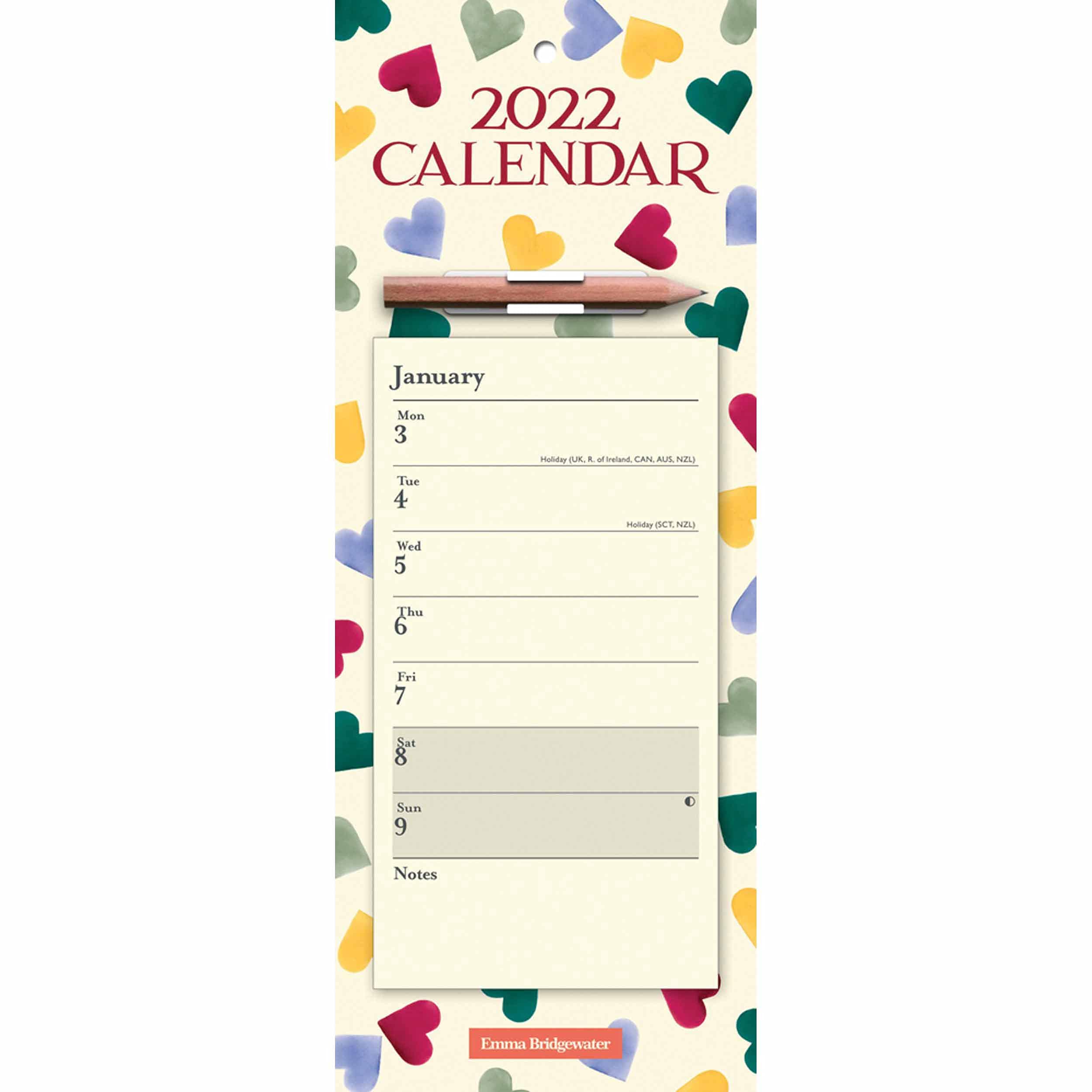 2022 Emma Bridgewater Polka Hearts - Magnetic Calendar By Carousel Calendars