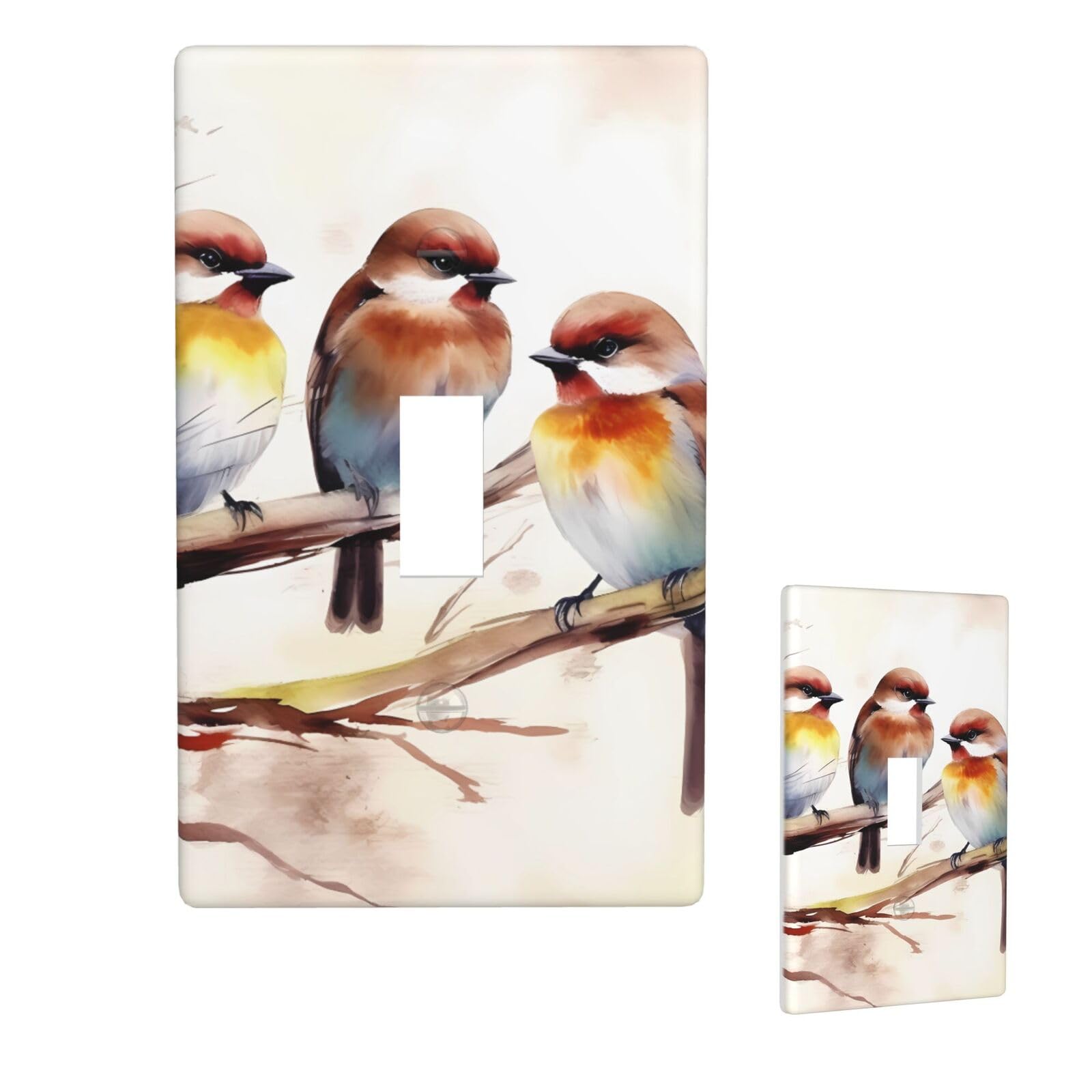 Aceprints Birds Resting On Tree Branch 1 Gang Single Toggle Wall Plates, Unbreakable Decorative Light Switch Plate Covers Electrical Switchplate Cover Faceplate For Bathroom Kitchen Decor