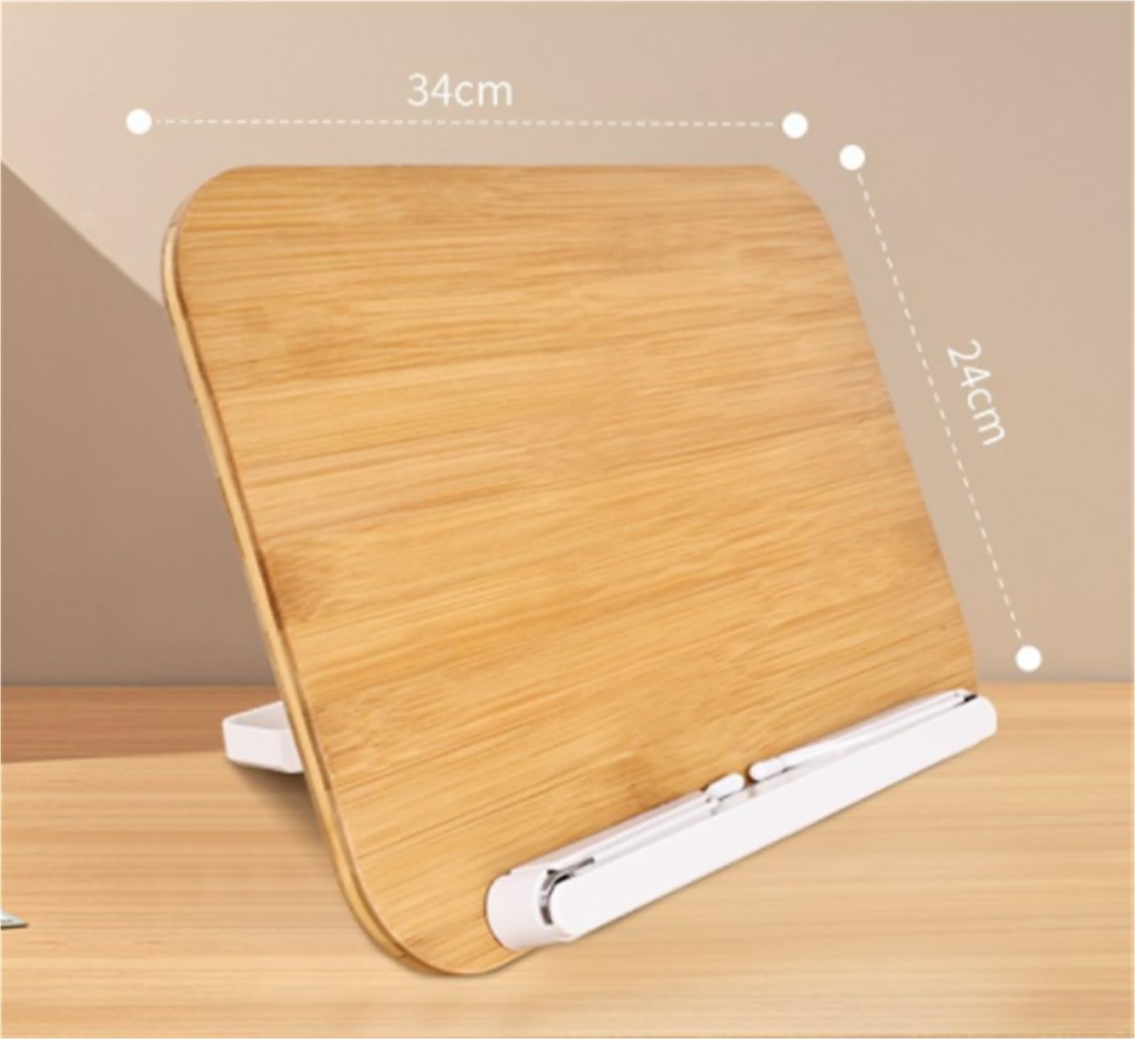 Atril Para Libros De Cocina Estantería De Lectura, Ajustable, Clips Página Elásticos, Plegable For Recetas Atril Para Libros De Cocina(Wood color,34cm)