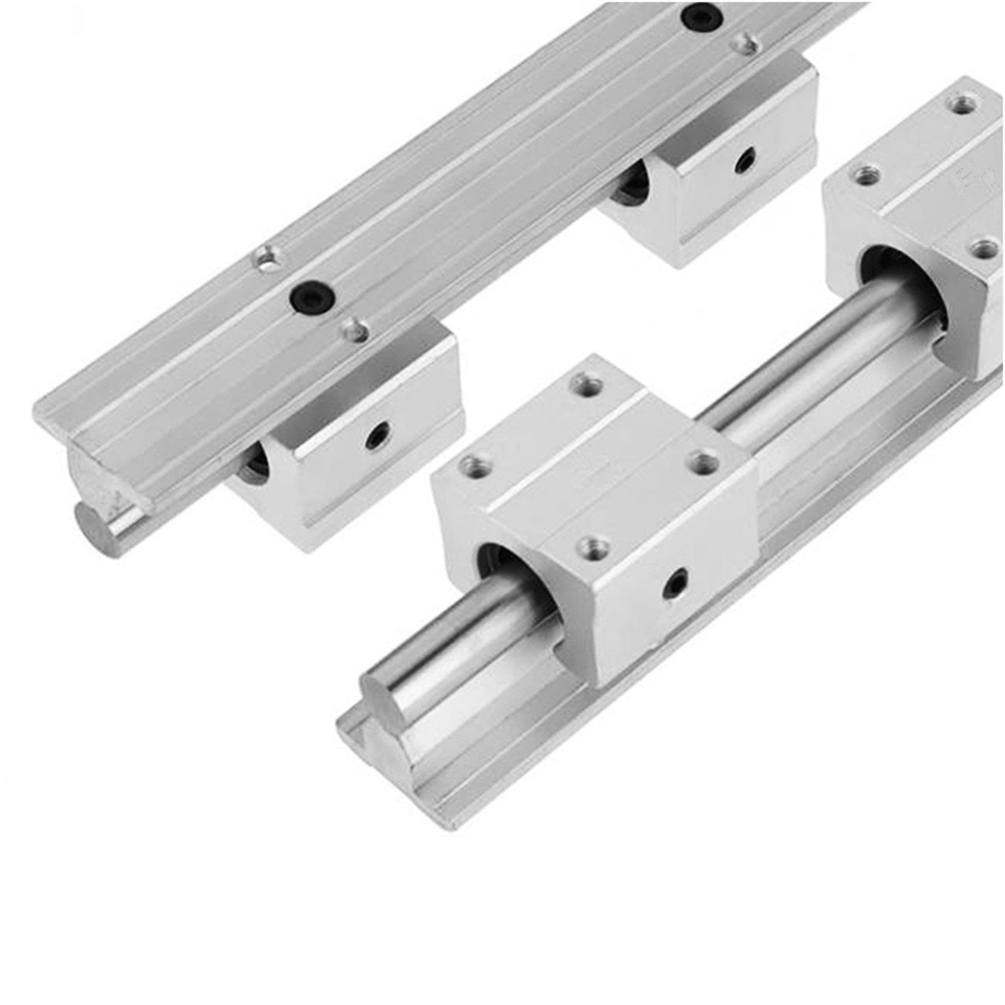 Lot de 2 guides linéaires SBR20 de 200 mm avec poignées, 2 arbres de rail coulissant avec + 4 blocs de chariot linéaire SBR20UU, kit de rails de guidage pour imprimante 3D CNC