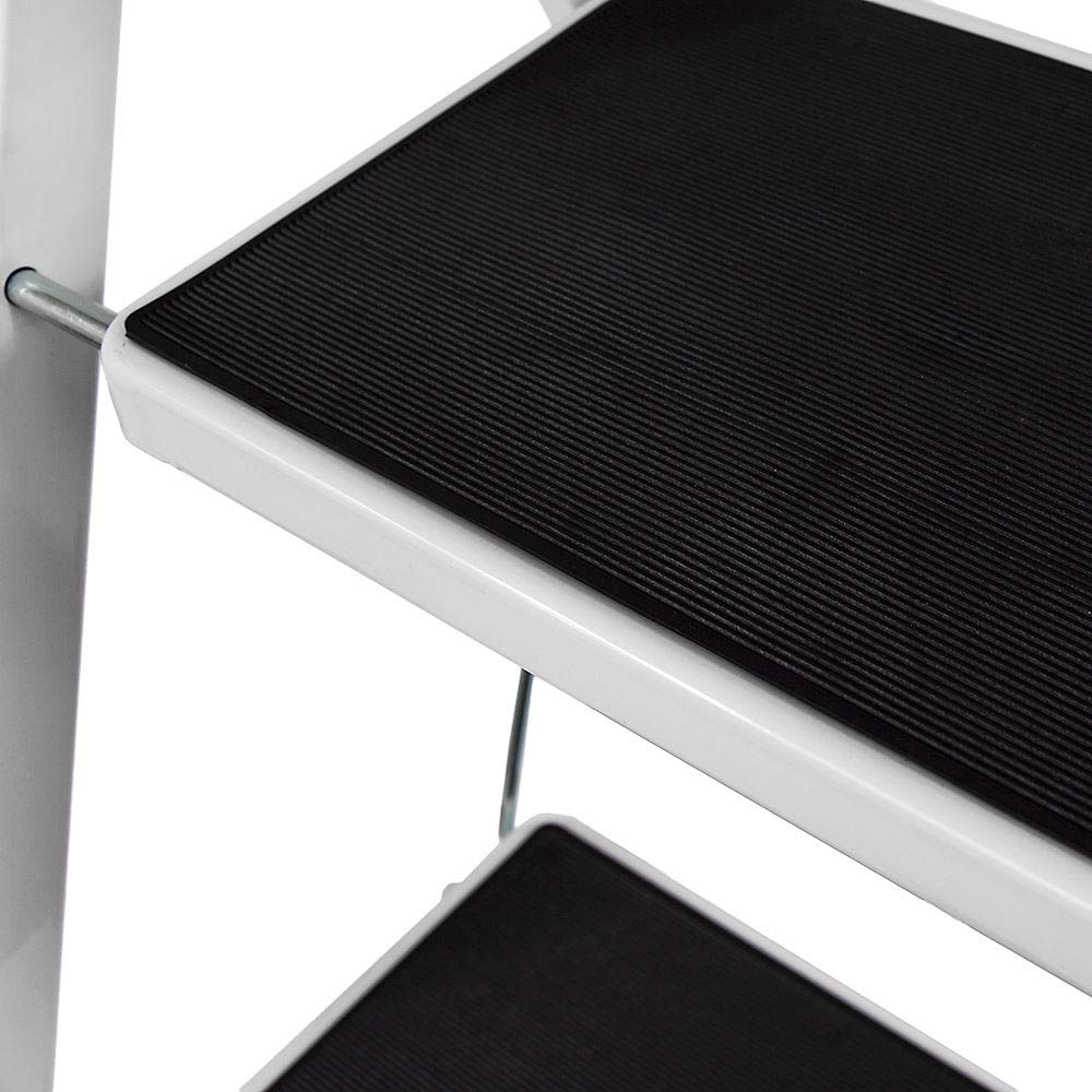 Escalera de acero resistente de 2 peldaños, taburete plegable portátil con alfombrilla antideslizante, mini taburete de cocina ligero