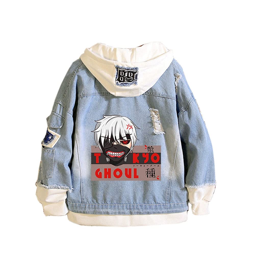 CXWLK Tokyo Ghoul Men's Windbreaker Jacket Outwear Jackets Coat Jacket Adults Unisex Mens Womens Coat Top Fake Two Denim Jackets Blue