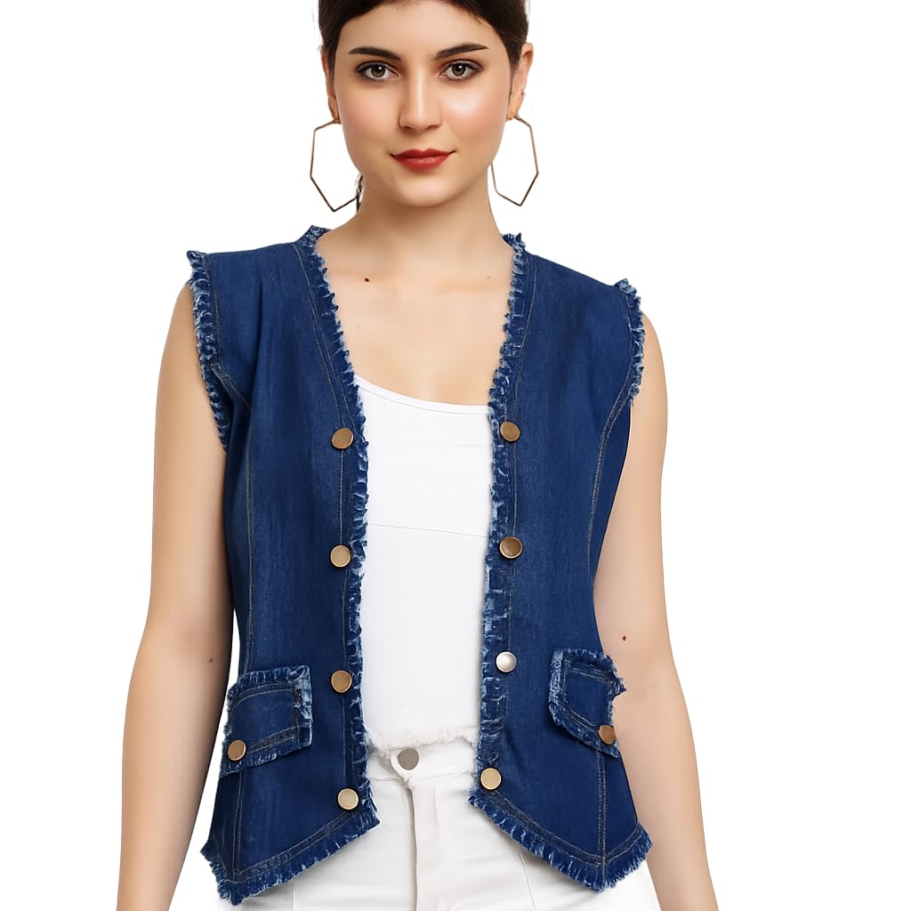 I K Fashion Women’s Sleeveless Denim Blazer – Premium Casual Chic-picture-33