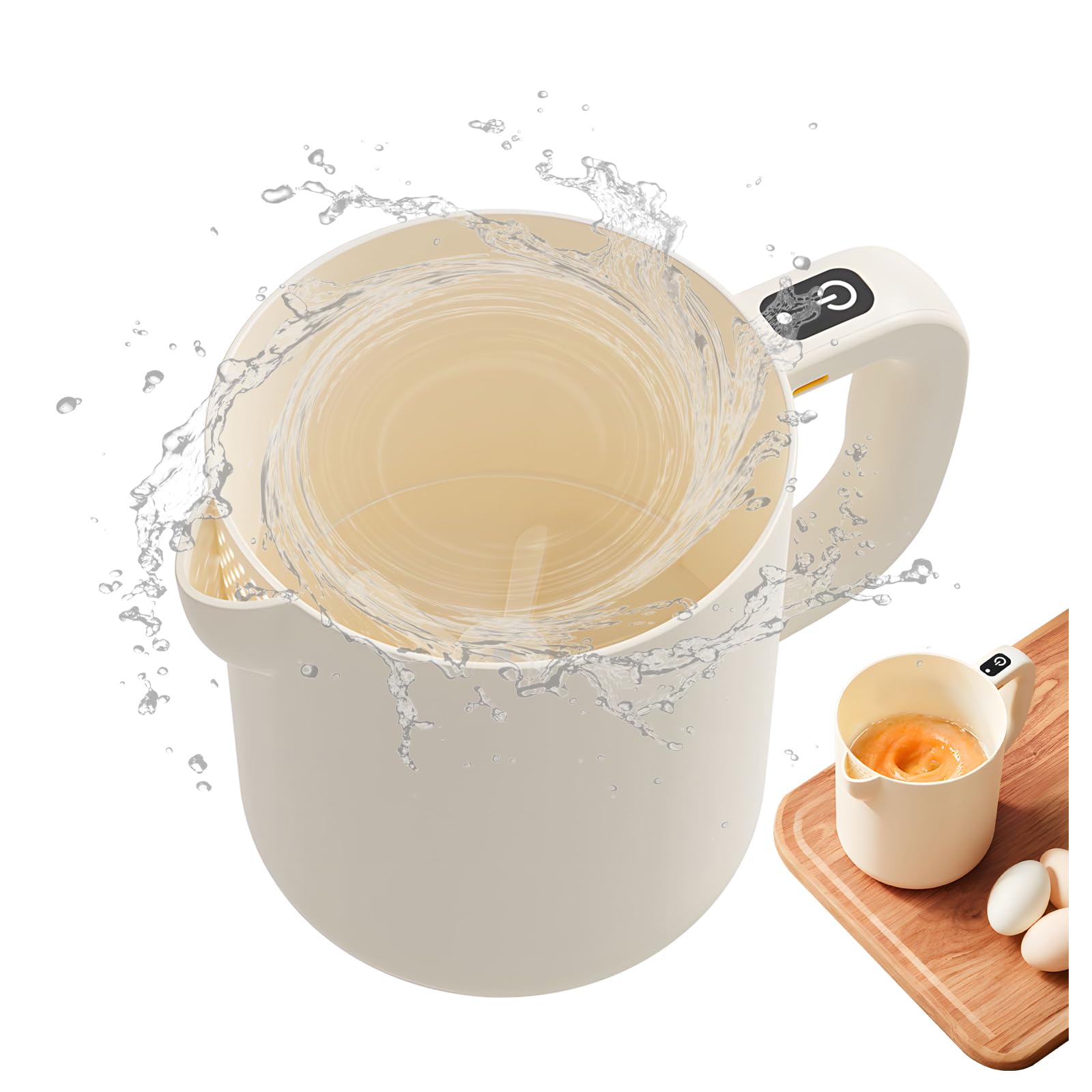 Electric Rice Washing Mixer Rechargeable Egg Beater Mixer for Baking Portable Whipping Machine Kitchen Hand Mixer Tools White