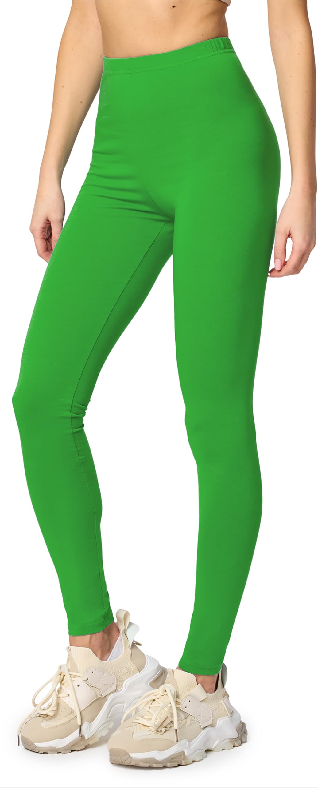 Merry Style Lunghi Leggings Fuseaux Sportivi da Donna Pratico Modello a Vita Alta in Cotone Naturale MS10-198