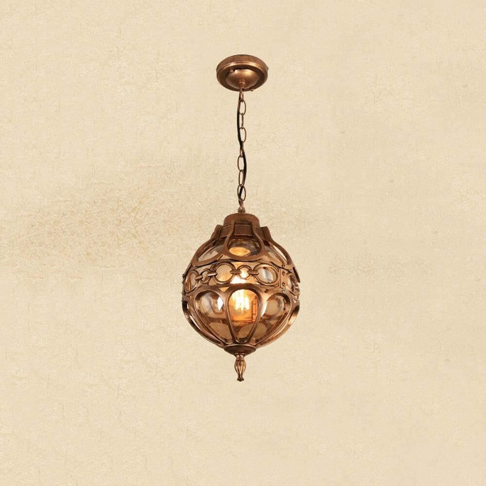 JYBNBBE Mediterranean Ball Waterproof Ceiling Pendant Lamp, Outdoor Aluminum Glass Lantern, IP65 Rainproof, E27 for Garden, Porch & Courtyard Lighting
