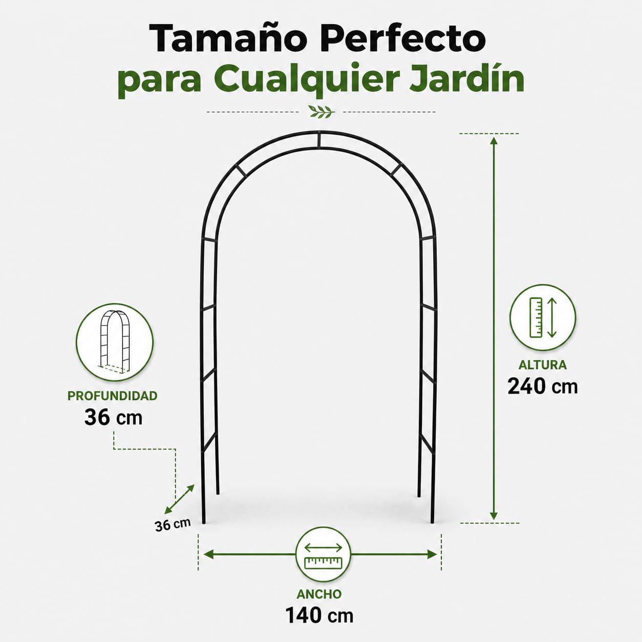 JAMAX – Arco de jardín de Metal Negro 240x140x36 cm para Eventos, Celebraciones y Bodas. Enrejado para Rosas y Plantas Trepadoras Moderno, Firme, Resistente y Decorativo. (Arco Negro)