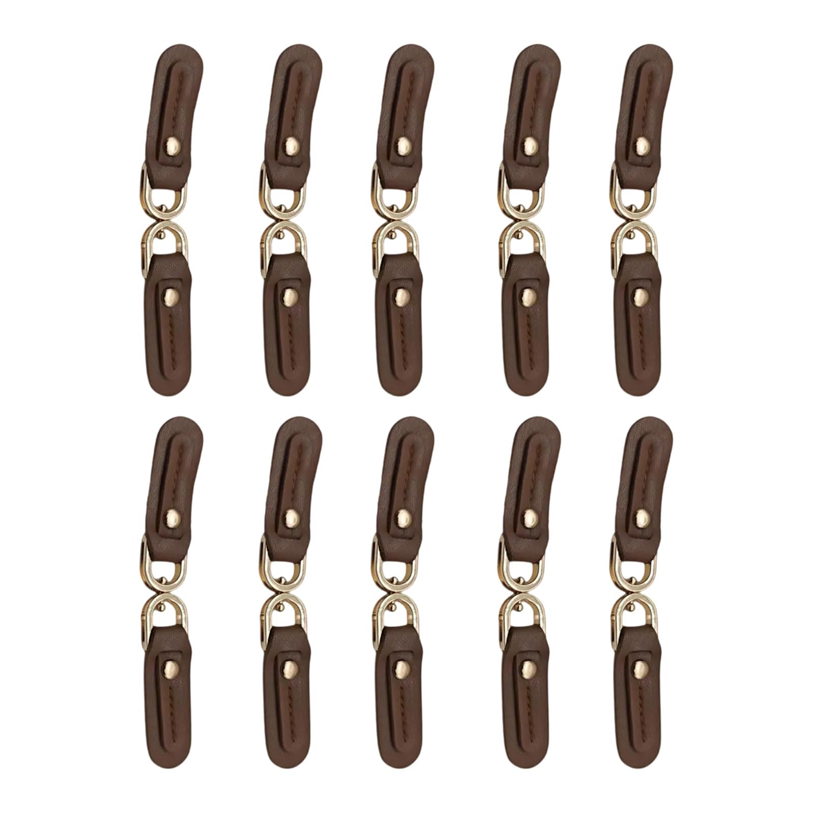 Woedpez 10Pcs Leather Sew on Toggles Closures with Metal Button for Knitwear Windbreaker Padded Jackets Woolen Coat Sewing Craft Leather Toggles