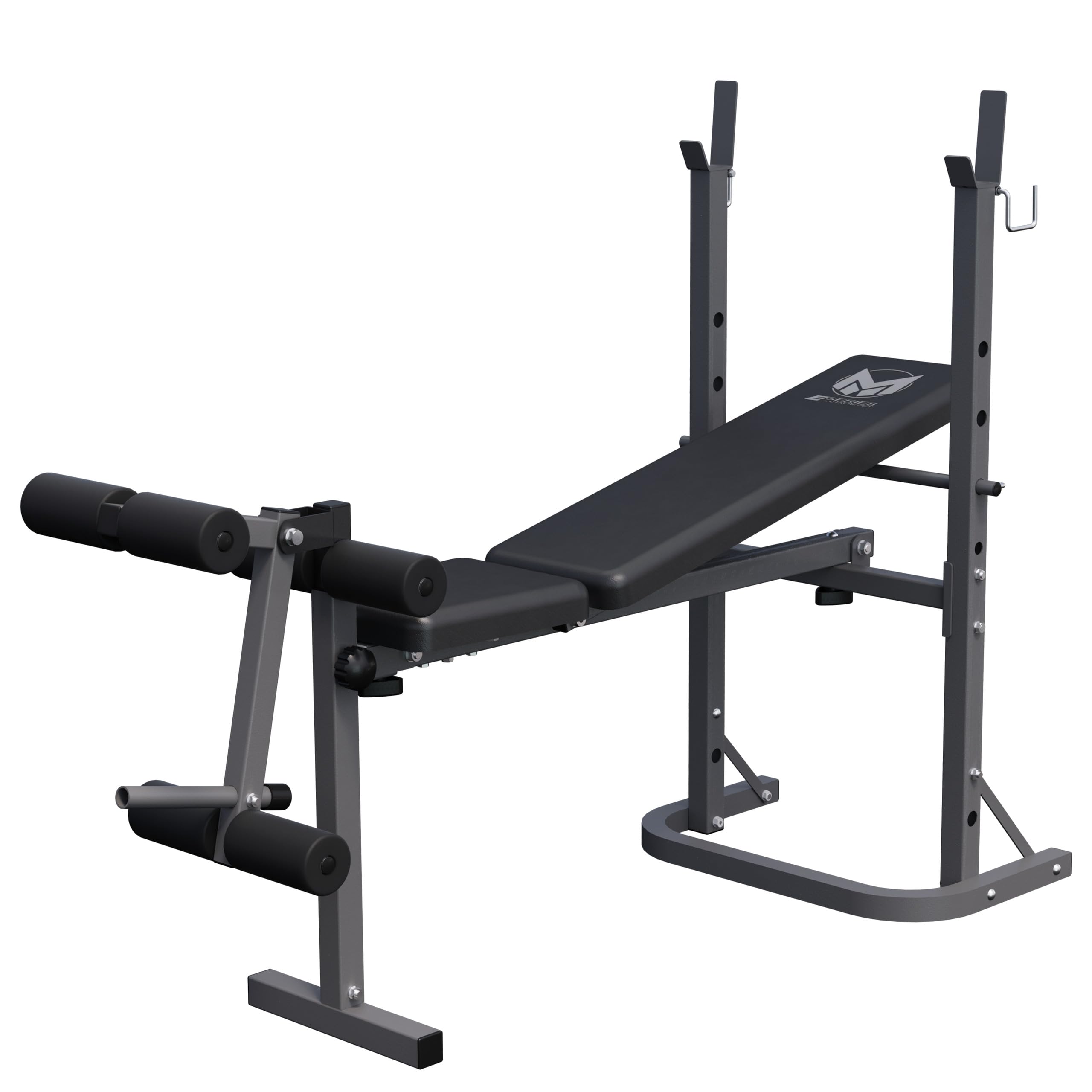 GYRONETICS® Banc de Musculation - avec Support de Barres - Pliable, Réglable, Multifonction, Inclinable, Charge Max. 220kg - Banc d'Haltérophilie, Banc de Poids, Entraînement, Fitness, Musculation