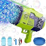 Gatling Seifenblasenpistole,132 Löch Automatische Seifenblasen Maschine,Seifenblasenmaschinen,Bubble Launcher,Bubble Machine Blaster,Seifenblasenmaschine mit LED Lichter für Kinder Erwachsene Party