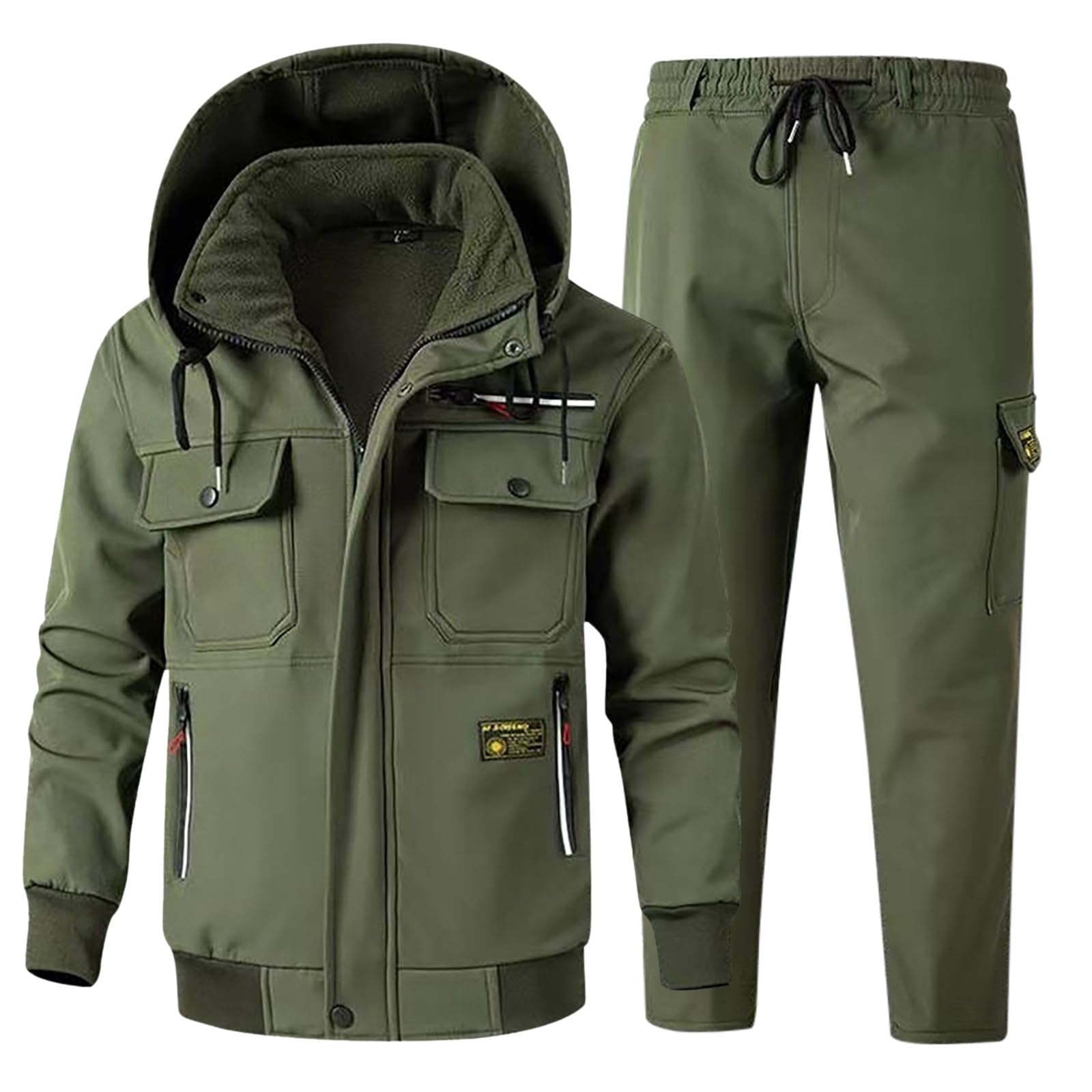 Genérico 2026 Conjunto de Chaqueta y Pantalones térmicos y aislantes para Hombre Ropa de Trabajo con Forro Polar Grueso para otoño e Invierno Ropa Duradera para Exteriores