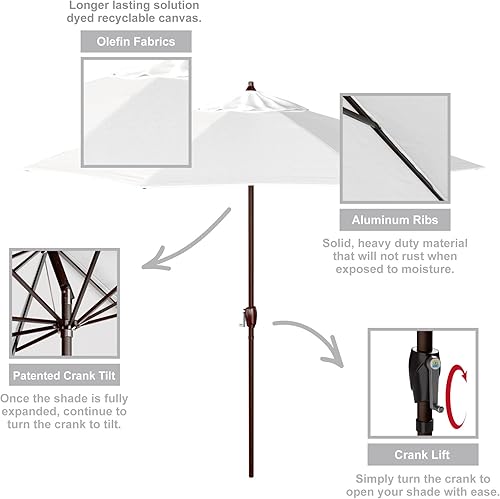 Vista 64 de Sombrilla California Umbrella de 9 pies, de olefina, con inclinación automática y mástil de aluminio bañado en bronce, Rojo, Rojo