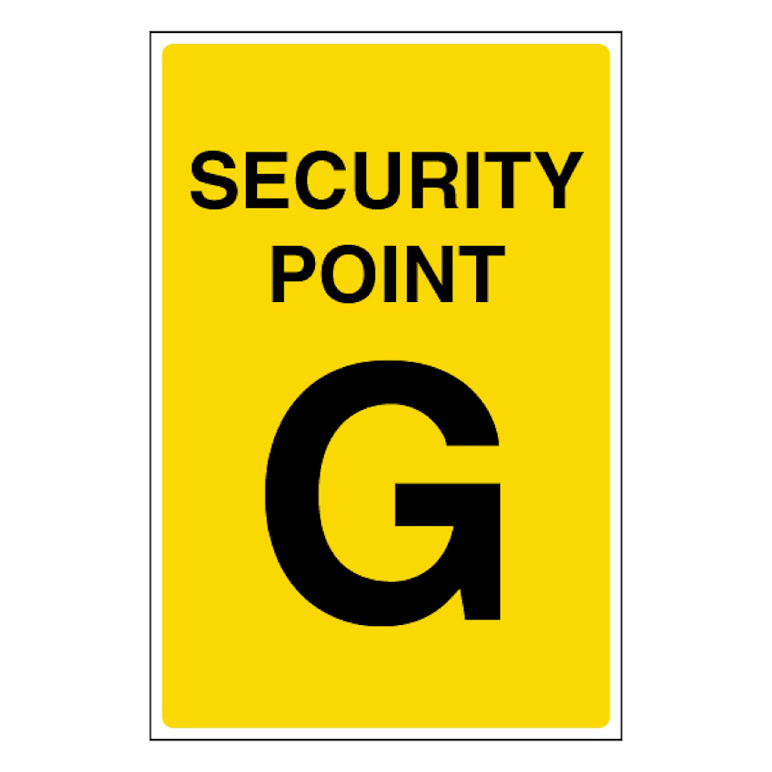 V Safety Security Point G 100 x 150 mm - Glow In The Dark 1mm Rigid Plastic
