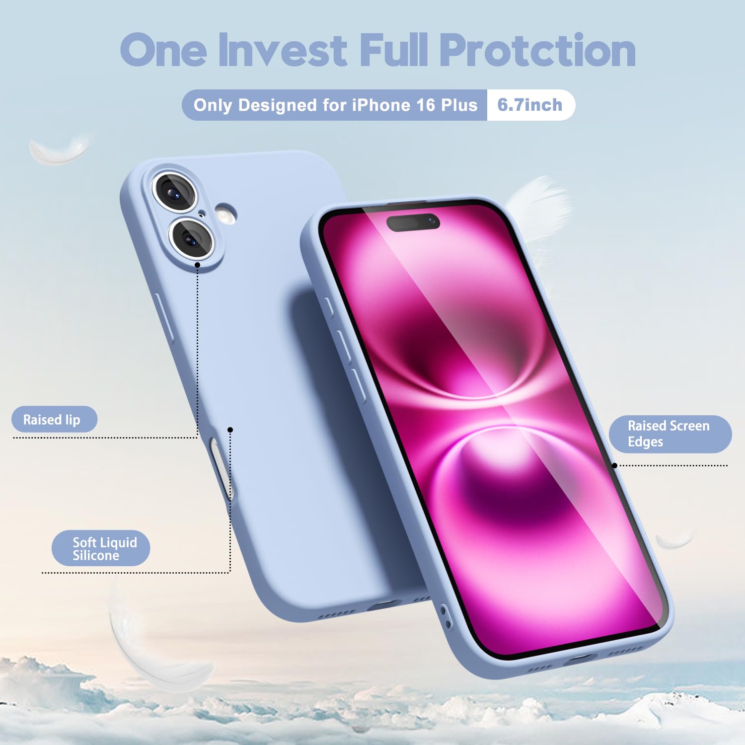 oakxco for iPhone 16 Pro Max Case Liquid Silicone, Soft Rubber Gel Elegant Aesthetic Basic Simple Cover, Cute Thin Slim TPU Matte Solid Color Plain Smooth Case for Women Girl, Light Pink — view 1726