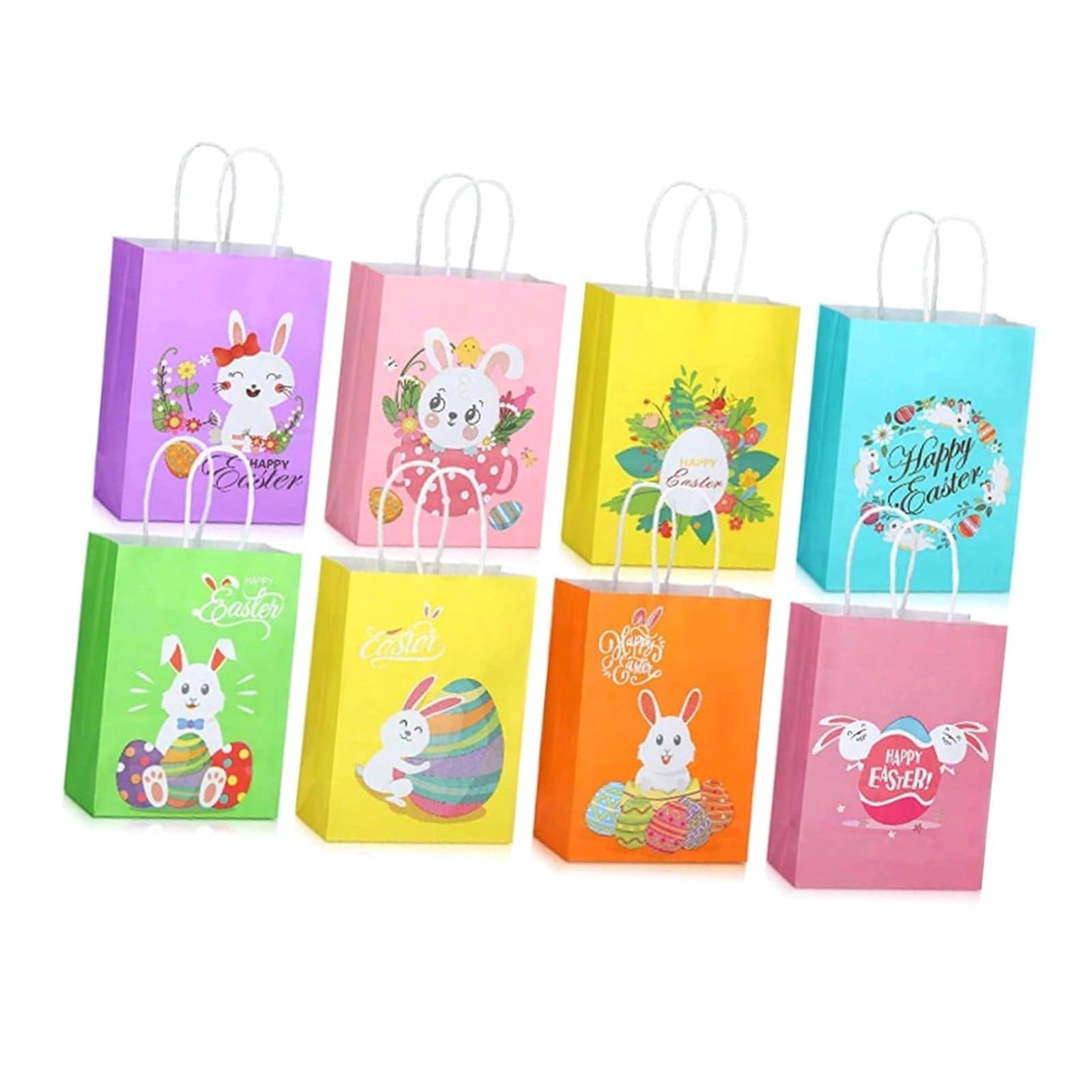 Yhplxyuus 8pcs Colorful Easters Krafts Paper Bags with Handle Packaging Bags for Snacks Cookie Elegant Handheld Shopping Shopping