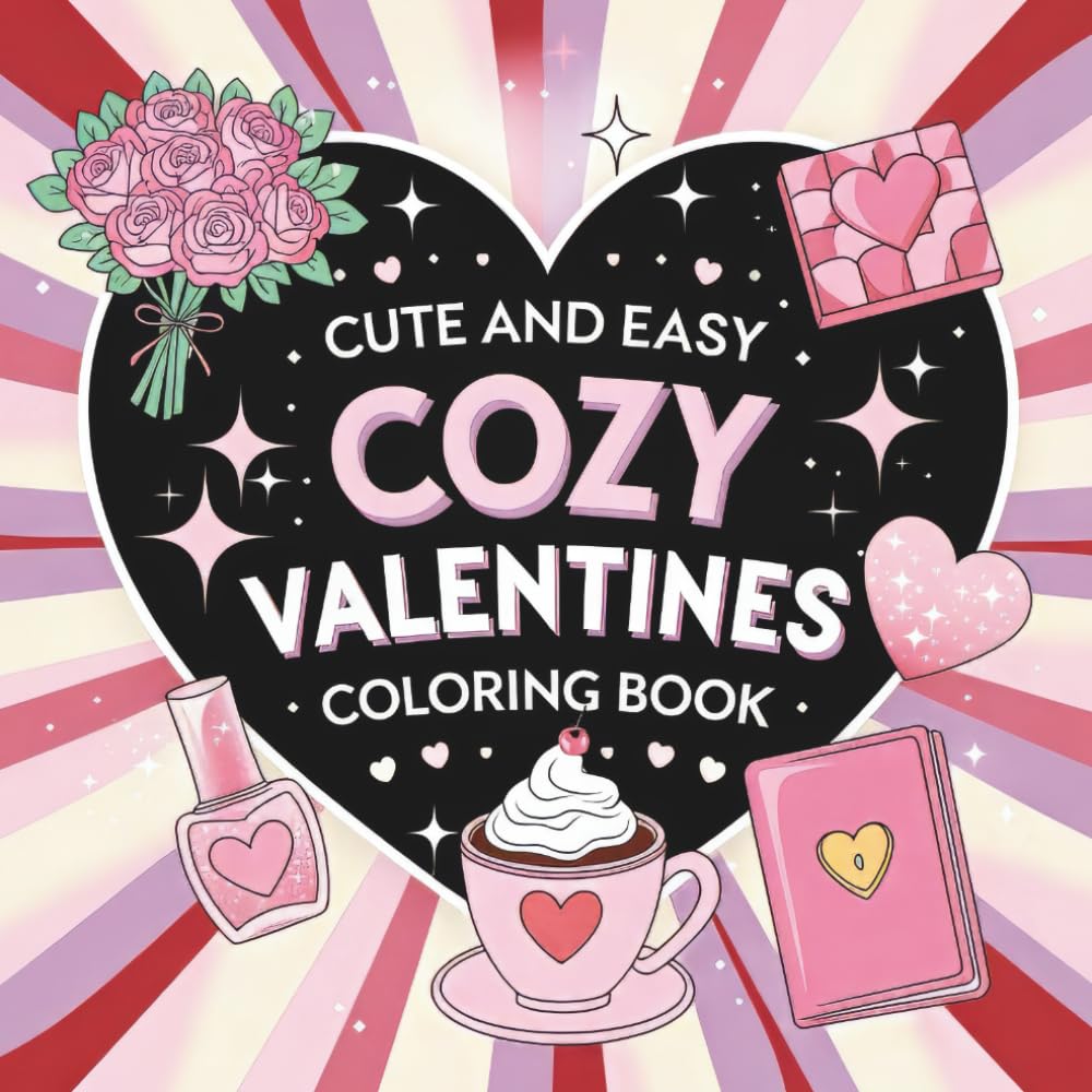 Cute and Easy Cozy Valentines Coloring Book: 40 Simple Valentine’s Day Coloring Pages for Relaxation, Stress Relief & Cozy Self-Care