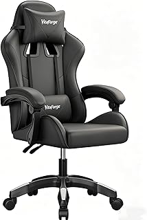 EaseZen Gaming-Sessel, Bürosessel mit dynamischer Lendenstütze, Einstellbarer Höhe und Armlehnen, 360-Grad-Drehbarkeit, gepolsterter Spielsessel für Zuhause und Büro (Schwarz)