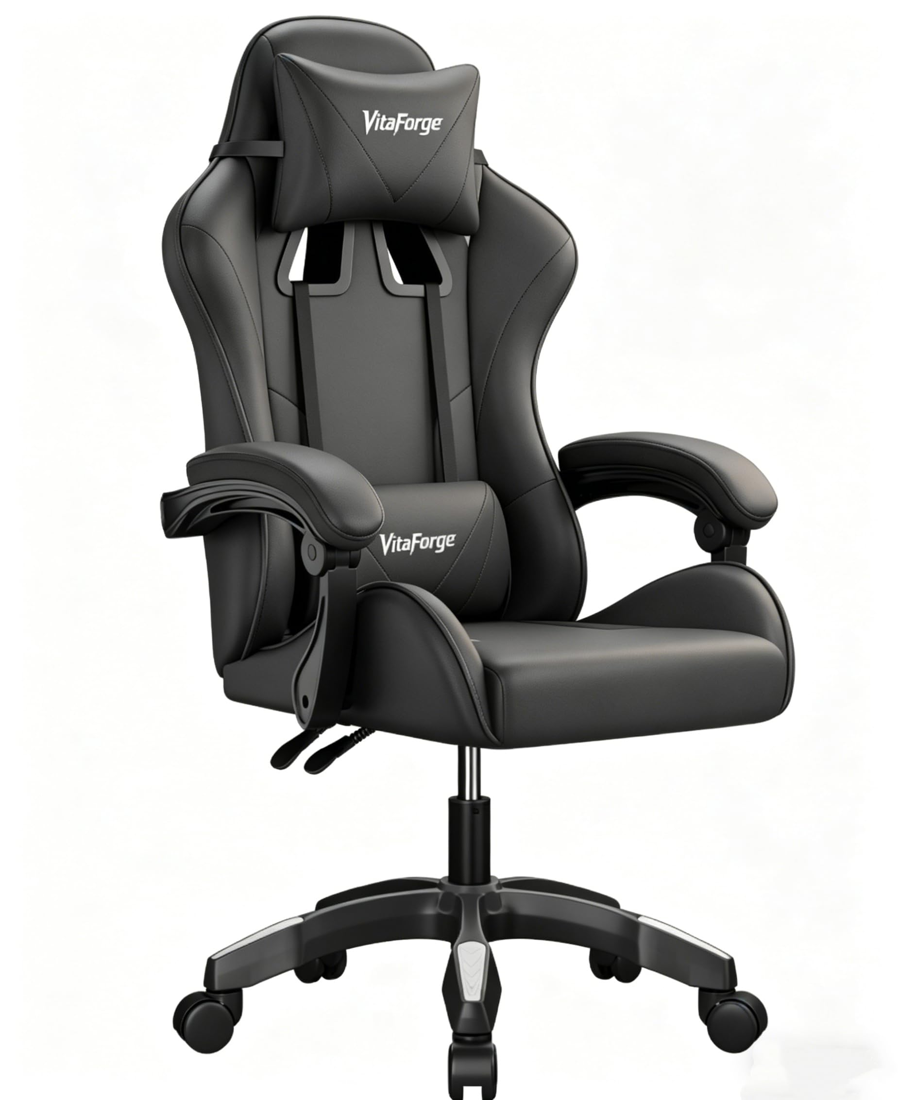 EaseZen Fauteuil Gaming, Fauteuil Bureau avec Support Lombaire Dynamique, Hauteur réglable et accoudoirs, pivotant à 360°, Chaise de Jeu rembourrée pour la Maison et Le Bureau(Noir)