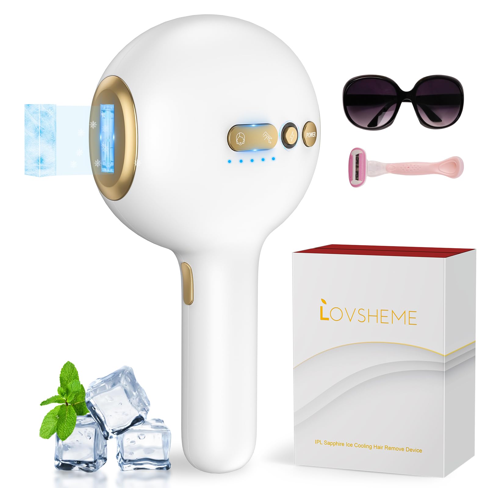 Laser Hair Removal, IPL Laser Hair Removal for Women and Men, 32°F Sapphire Ice Cooling System, Laser Hair Removal Device At Home, Almost Permanent Painless Whole Body Hair Removal