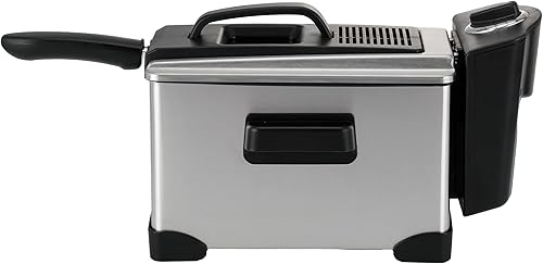 Miniatura 9 de PantryPro Freidora eléctrica de inmersión de acero inoxidable de 2 litros2.1 cuartos de galón, 1400 W, control de temperatura, cesta con gancho,