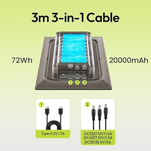 Miniatura 3 de Panel solar de 8W para cámara de sendero con batería recargable de 72Wh incorporada, viene con montaje ajustable de 360°, 6V/12V DC y puerto USB-C