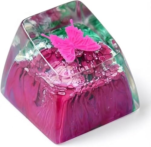 Pink Butterfly Artisan Keycap - 1U ESC, R1 SA Profile Custom Handmade Resin Cher