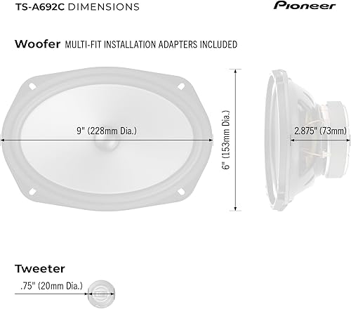 Miniatura 6 de Pioneer TS-A692C, altavoces de audio de 2 vías, rango completo, calidad de sonido clara, fácil instalación y respuesta de graves mejorada, 6
