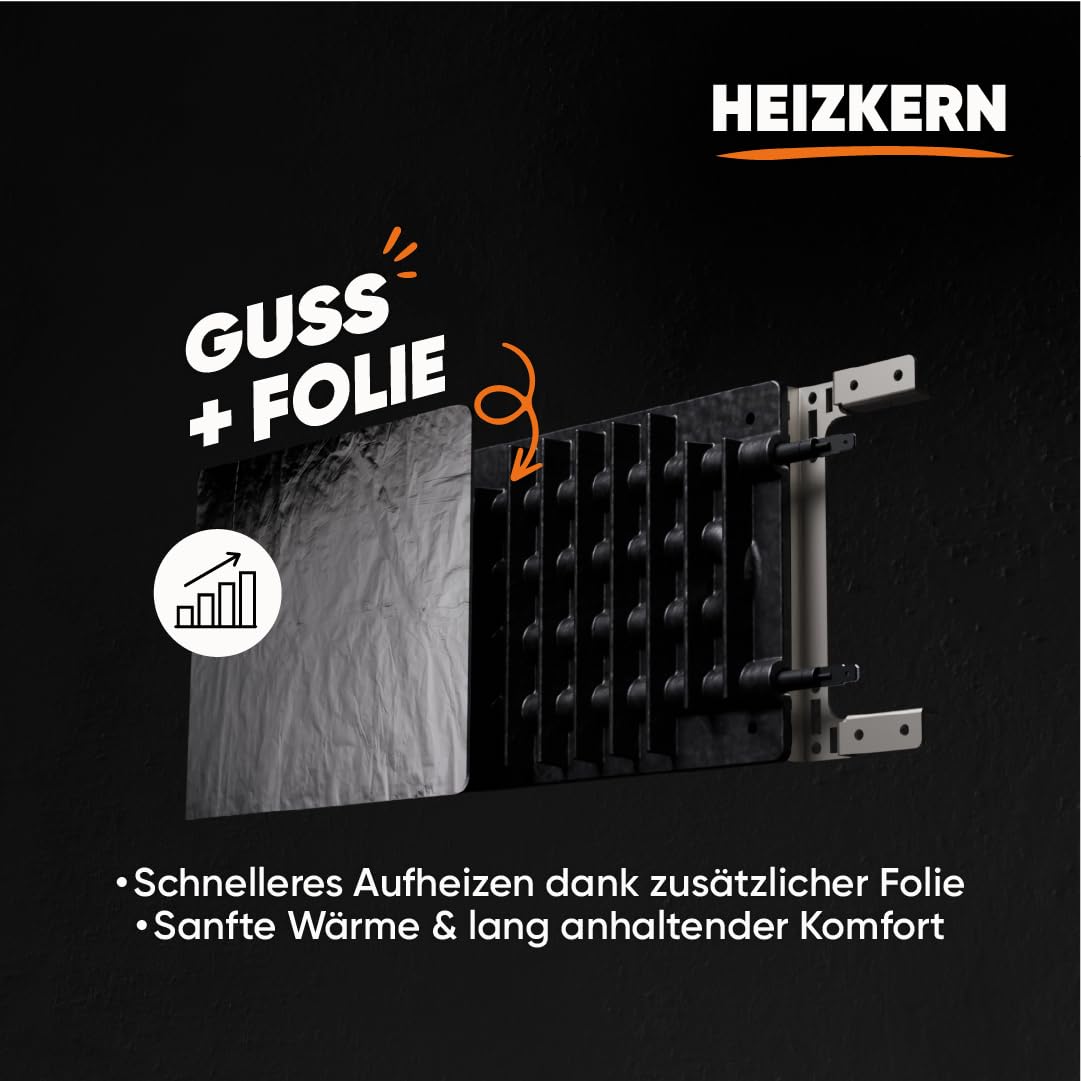 BESTHERM Bestherm Almea elektrischer Heizkörper, fester Wärmeträger, Gusseisen + Folie + Plug & Play, 2000 W, horizontal, weiß