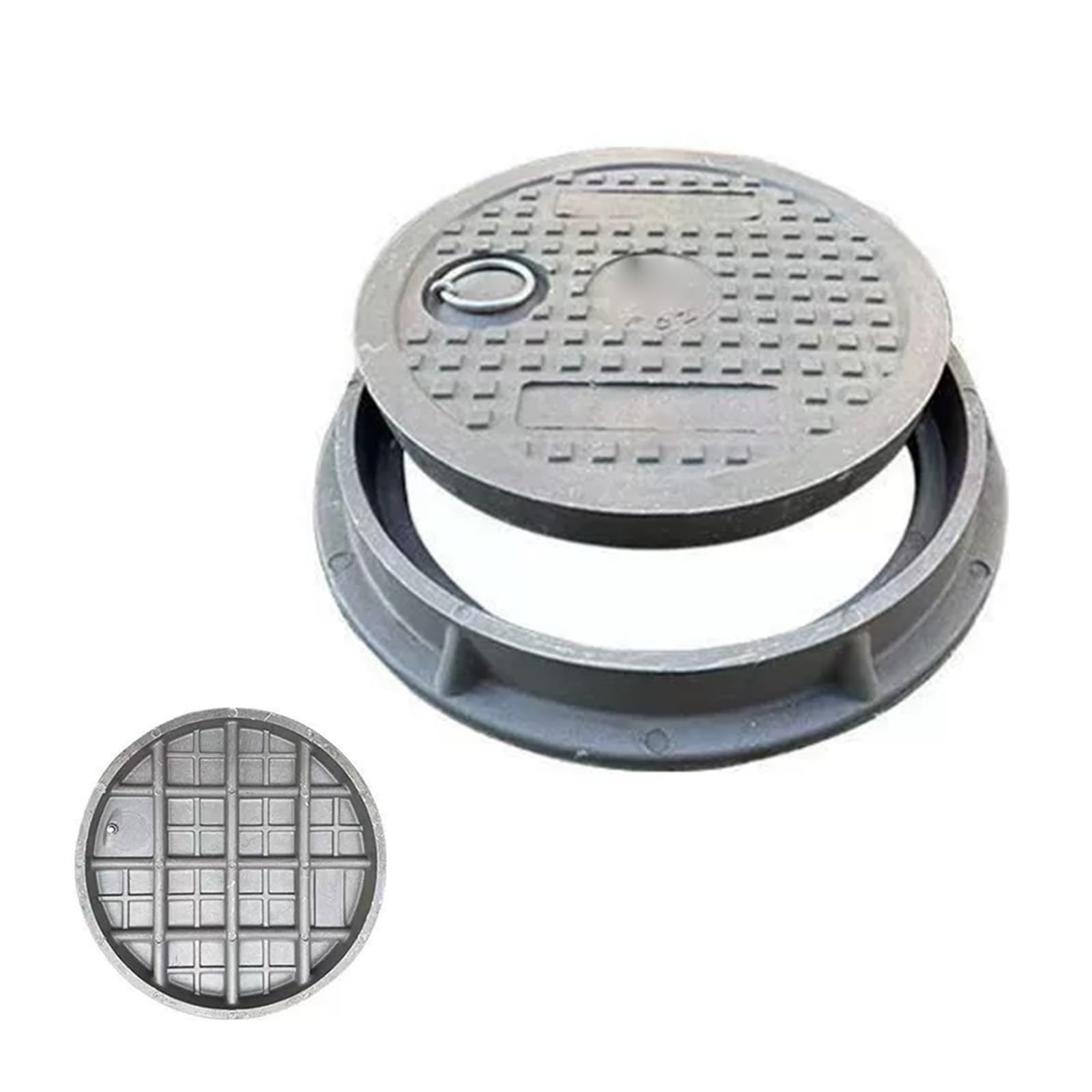 Coperchio per sguardo, incassato con maniglia, coperchio per fossa settica durevole per un facile accesso in vialetti, cortili e giardini.