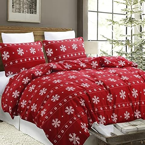 Vaulia Snowflake Duvet Cover Set for Christmas Cover