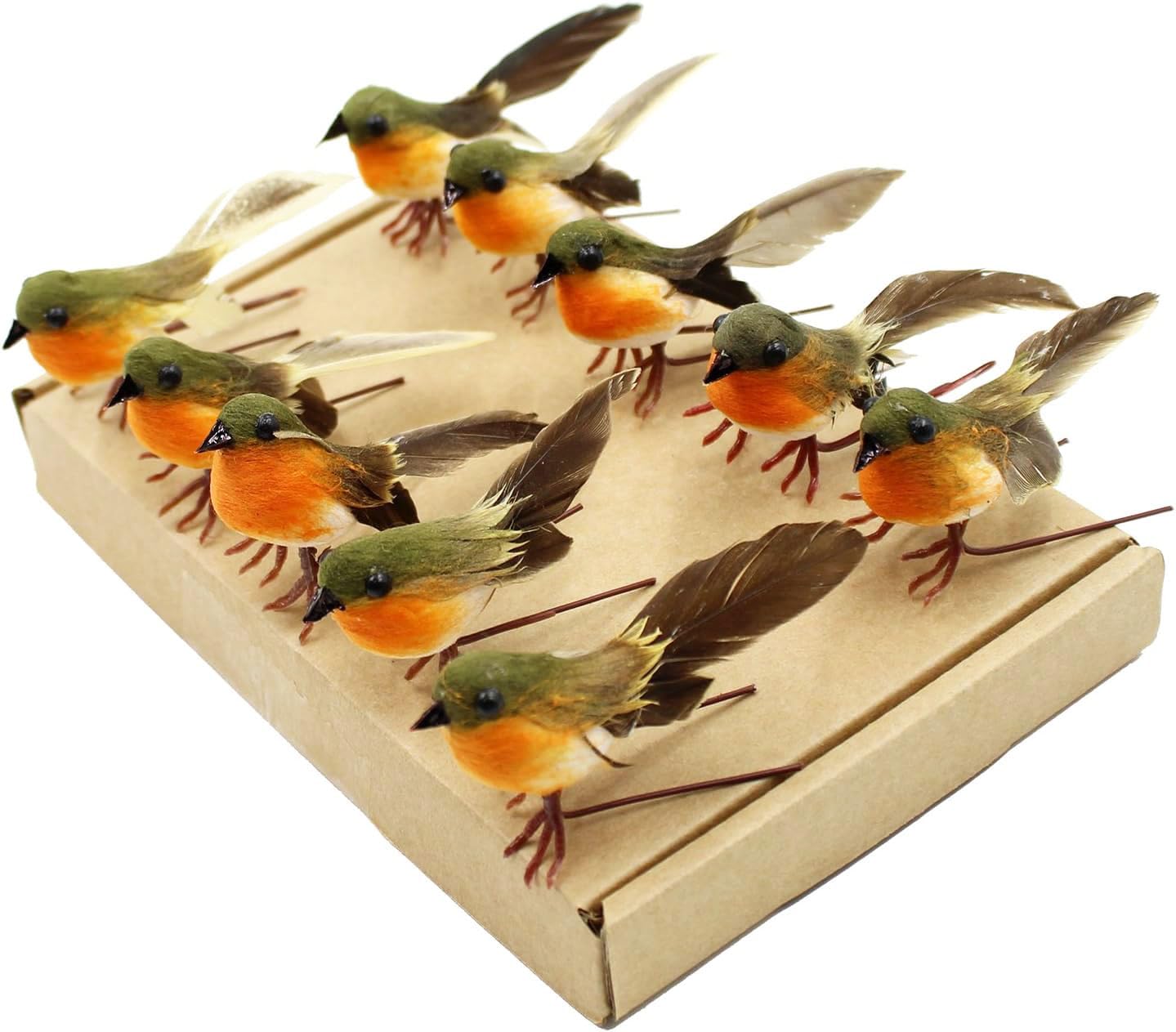 10PCS Robin Bird Christmas Tree Decoration Craft Very Cute Artificial Feather