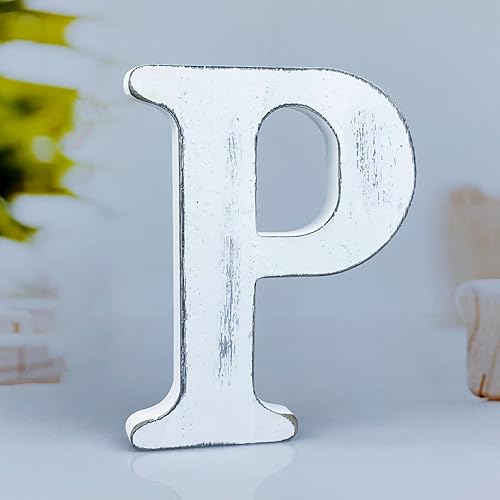 Miniatura 1 de WOODOUNAI Letras de madera rústica blanca de 6 pulgadas, letras de madera sin terminar para decoración de pared, letras de pie retro blancas