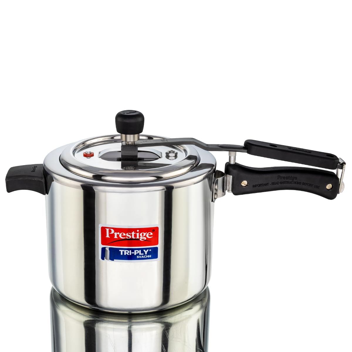 Prestige 5 Litre Triply Svachh Inner Lid Pressure Cooker|Gas & Induction Compatible|Deep lid for spillage control|Triply body for even heat distribution|Low Cooking Oil|5 Years Warranty|ISI Certified