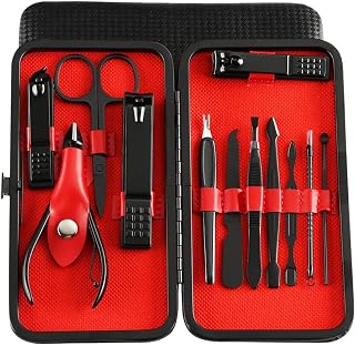 MOMOQ 12 in 1 Manicure set Pedicure Kit Nail Clippers Set Toenail& Thick Toenail& Fingernail File Stainless Steel Ingrown Nail Nipper Cutter for Men and Women Foot &Hand Nail Polish(Black)