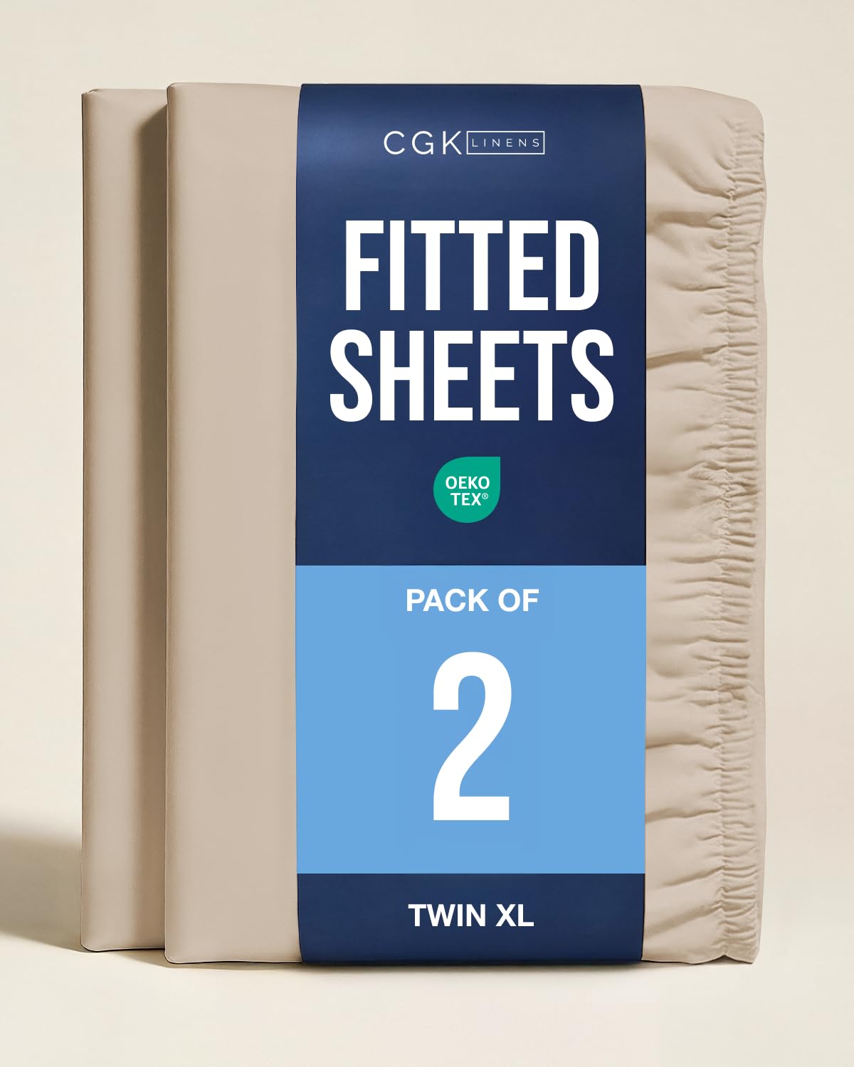 Twin XL Fitted Sheet - Pack of 2 College Dorm Essentials - Cream