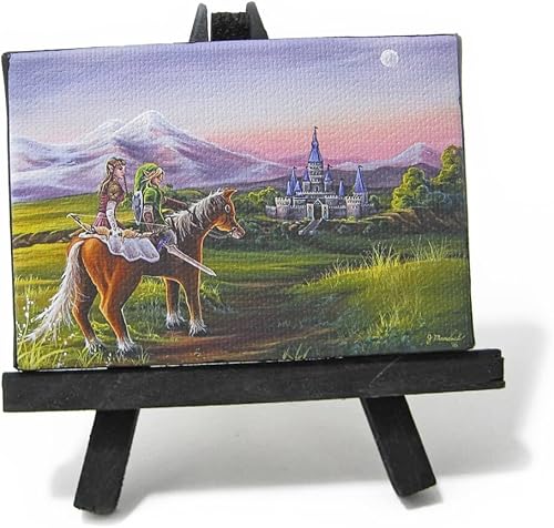 Land and Sky Fine Art Mini pintura de la leyenda de Zelda - Regreso a casa