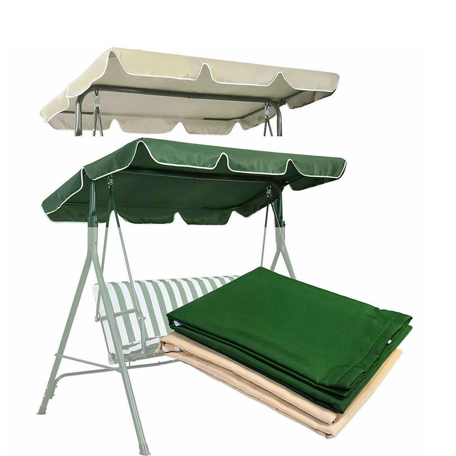 Universale Tetto Del Dondolo Da Giardino Ricambio Copertura Tettuccio Altalena 210D Oxford Impermeabile Protezione UV Copertura Ricambio Altalena 2/3 Posti(K,3-seat 200x120x15cm)