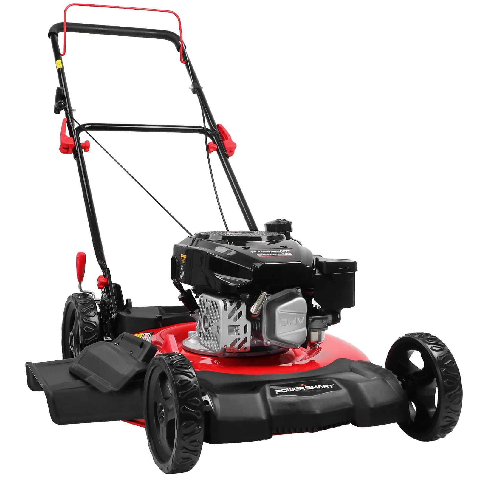 PowerSmart 21-Inch Gas Push Lawn Mower with 144cc 4-Cycle OHV Engine, 2-in-1 with Mulch and Side-Discharge, 6-Position Adjustable Cutting Height (DV8621C)
