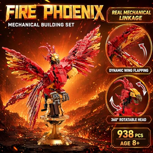 serfiman 938+ PCS Phoenix Building Blocks Set, Creative Mythical Bird Animal Model Kit Bricks, DIY Assembly Artistic Collection Display Decor, Birthday Festival Gift for Teens Adults Model Lovers — view 4