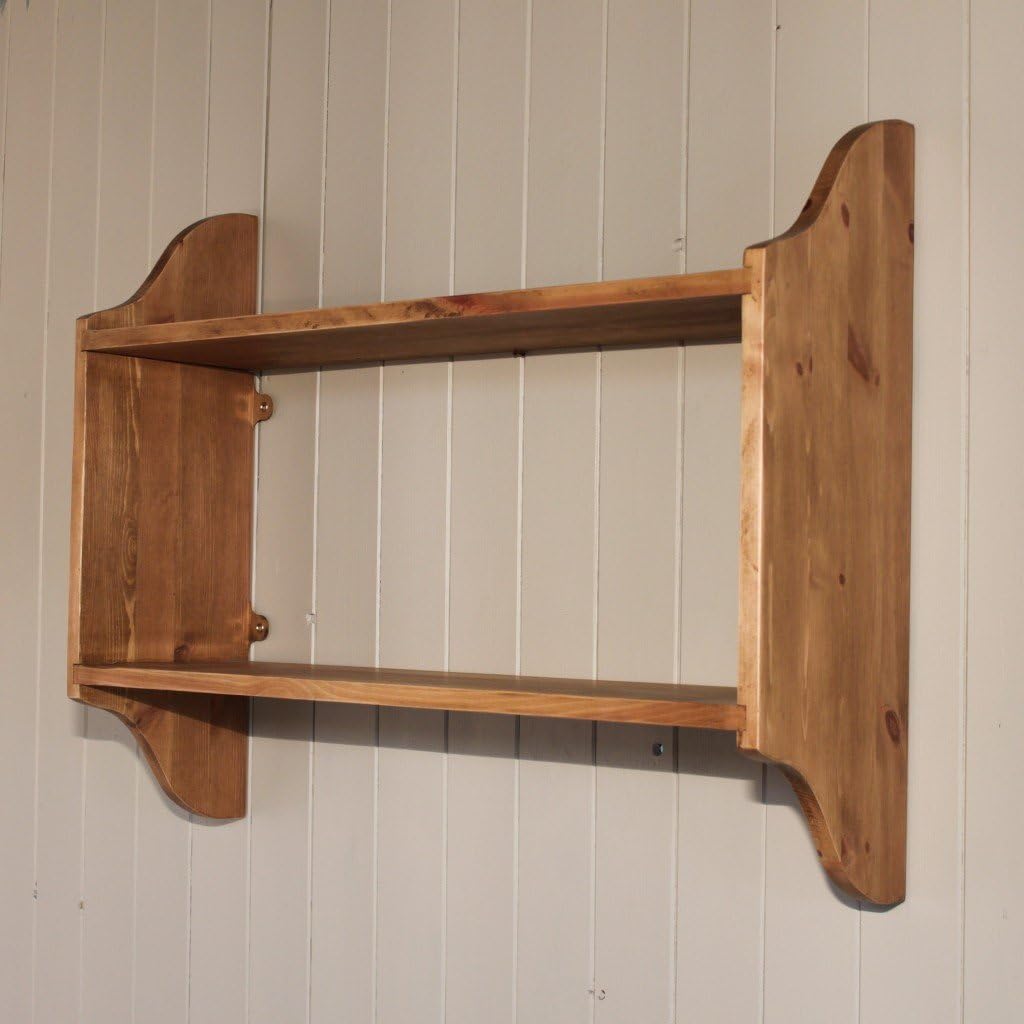 2 Tier Pine Wall Shelf - Antique Pine