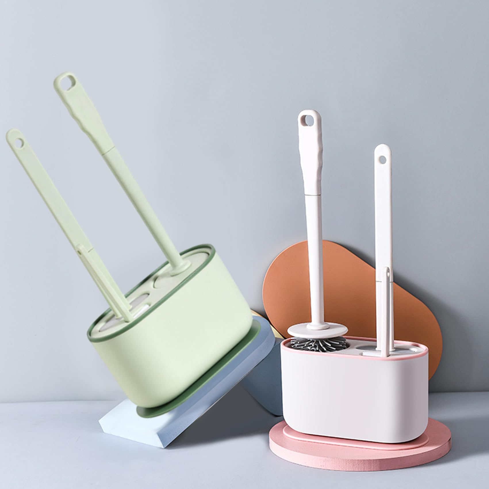 MOUMOUTEN Toilet Brush Set, Bathroom Accessories, Toilet Bowl Cleaners, Deep Cleansing Multifunctional Hanging Toilet Brush Set for Bathroom(Cherry Blossom Pink)