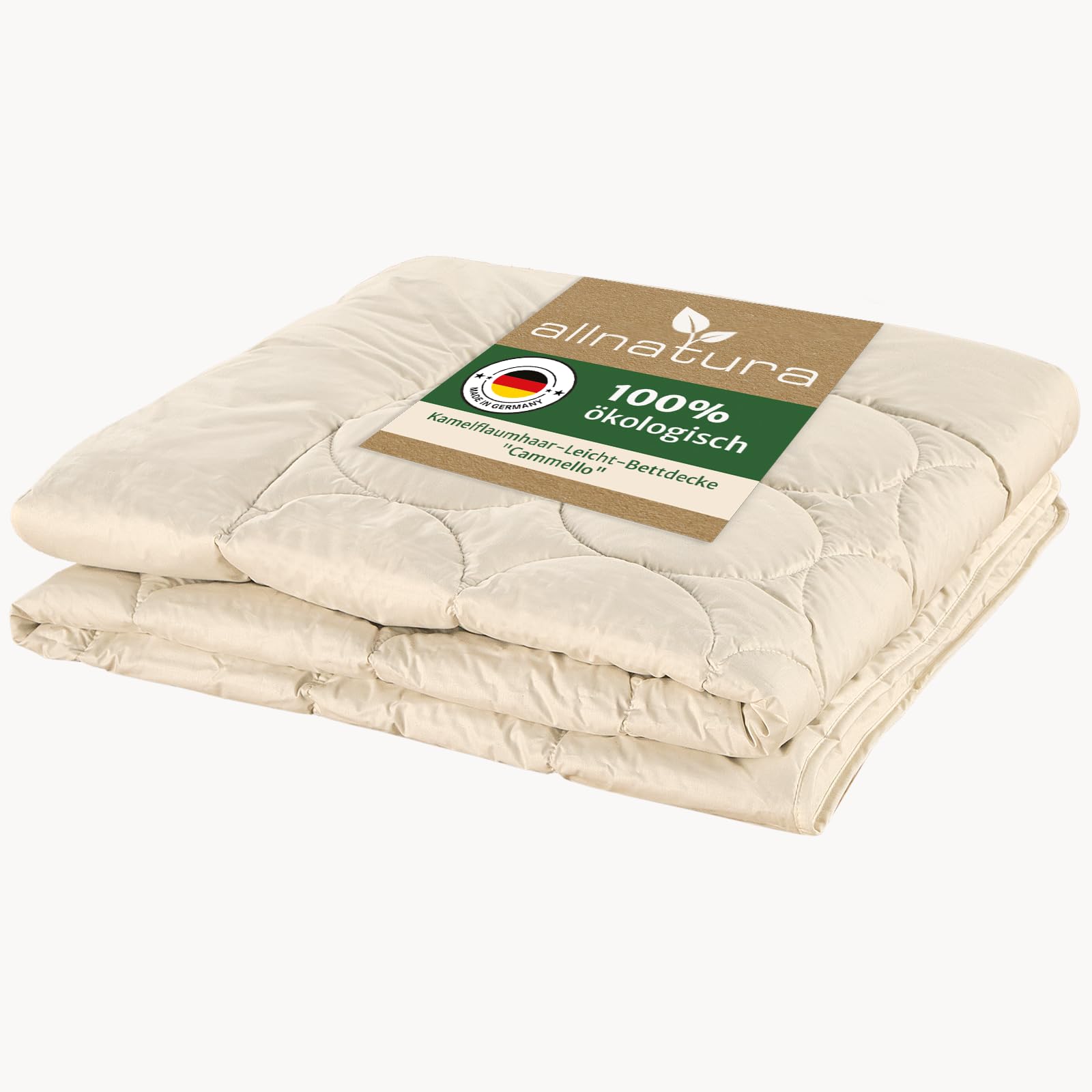 allnatura Kamelflaumhaar-Leicht-Bettdecke Cammello 135x200 - leichte Decke für milde Wintertage & Übergangszeit – Öko-Test Note sehr gut – 100% nachhaltiges Kamelflaumhaar – Made in Germany