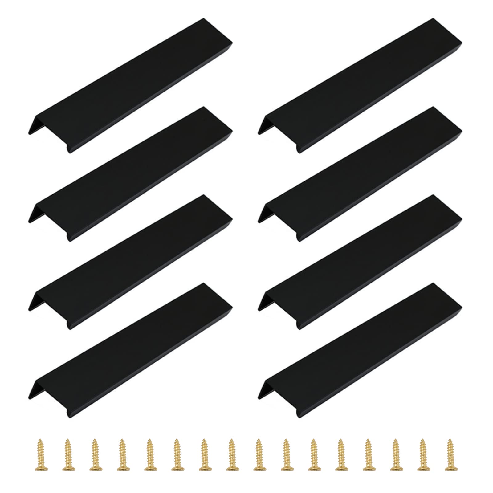Morobor Black Finger Edge Pull, 8Pcs Concealed Modern Style Drawer Handle, Aluminum Alloy Invisible Wardrobe Handle For Cabinet Hardware (, 150Mm)